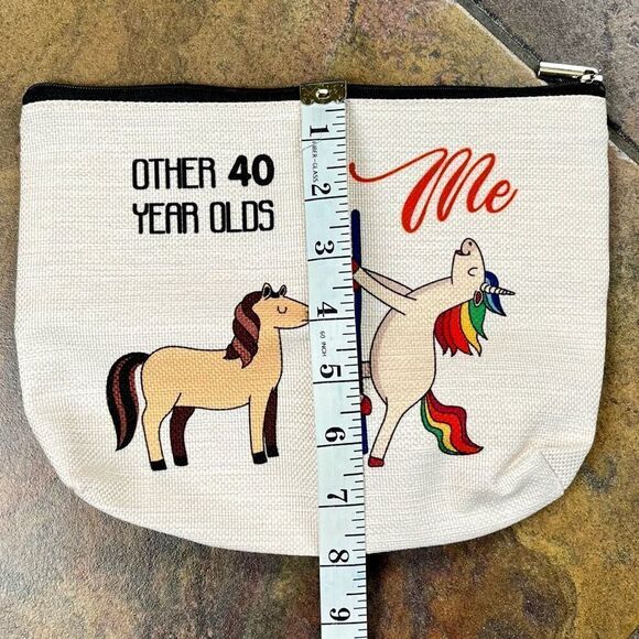 40th Birthday Unicorn Horse Funny Makeup Bag - Picture 4 of 6